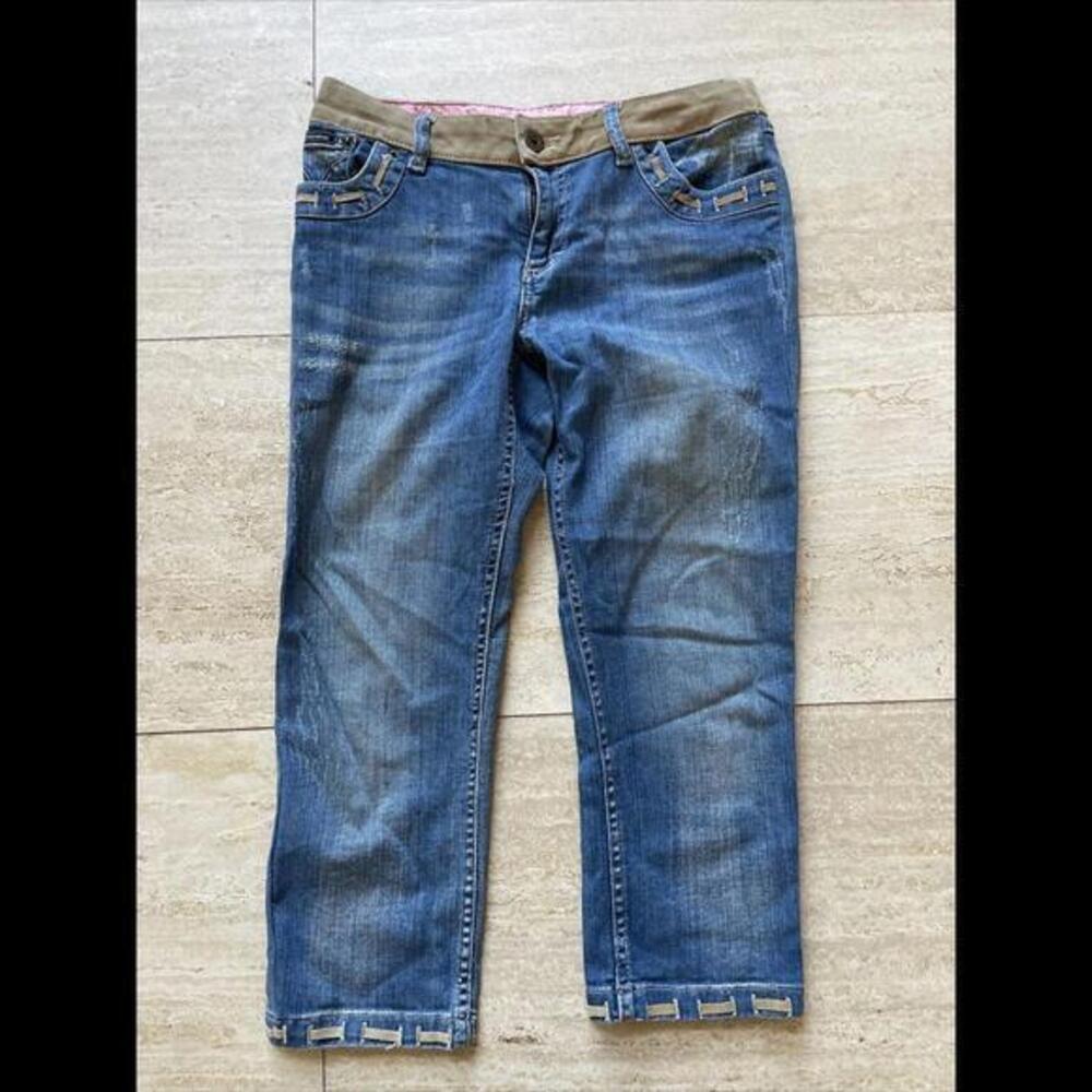Dolce & Gabbana Women's Blue Lace Up Leather Trims Denim ‎ Jeans IT 38